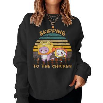 Skipping To The Retro Chicken Lanky Arts Box Videogame Women Sweatshirt | Mazezy UK