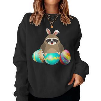 Sloth Easter Egg Bunny Ears Costume Rabbit For Boys Girls Women Crewneck Graphic Sweatshirt - Seseable