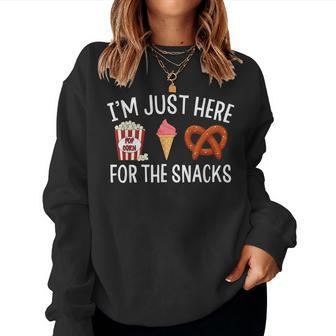 Snacks Apparel Men Women Kids Im Just Here For The Snacks Women Crewneck Graphic Sweatshirt - Seseable