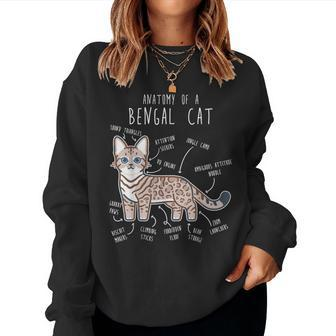 Snow Bengal Cat Seal Lynx Anatomy Funny Cute Pet Mom Dad Women Crewneck Graphic Sweatshirt - Thegiftio UK