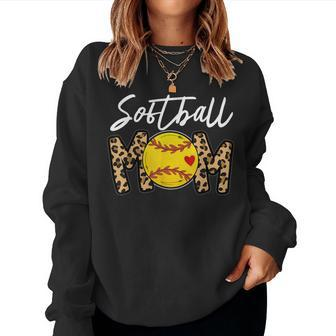Womens Softball Mom Leopard Baseball Mom Women Sweatshirt | Mazezy