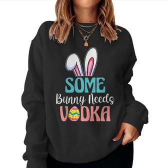 Some Bunny Needs Vodka Funny Easter Drinking Glasses Men   Women Crewneck Graphic Sweatshirt