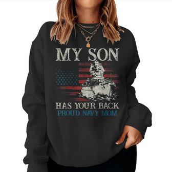 My Son Has Your Back Proud Navy For Mom Women Sweatshirt | Mazezy