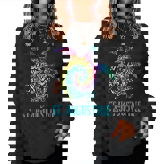 St Augustine Florida Sea Turtle Hibiscus Tie Dye Vacation Women Sweatshirt | Mazezy