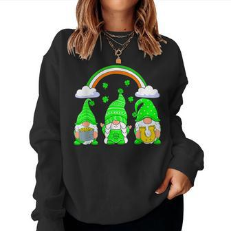 St Patricks Day Gnomes Shamrock Gnome Kids Women Girls Women Crewneck Graphic Sweatshirt - Seseable