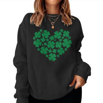 Womens St Patricks Day Irish Girl Shamrock Clover Heart Women Sweatshirt | Mazezy