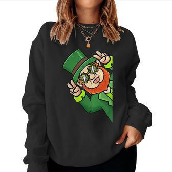 St Patricks Day Leprechaun Boys Kids Women Irish Women Crewneck Graphic Sweatshirt - Seseable