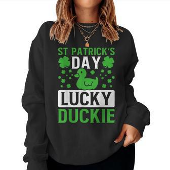 St Patricks Day Lucky Duckie Women Sweatshirt | Mazezy