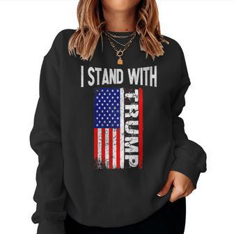 Womens I Stand With President Trump Pro Trump Supporter Anti Biden Women Sweatshirt | Mazezy