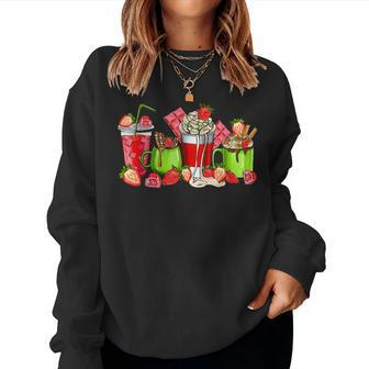 Strawberry Juice Coffee Cups Strawberry Festival Fruit Women Sweatshirt | Mazezy