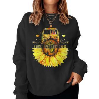 Sunflower A Little Hippie A Little Hood Funny Hippie Yoga Women Crewneck Graphic Sweatshirt - Seseable