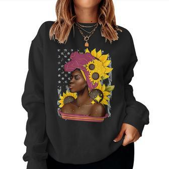 Sunflower Black Girl Queen Melanin Black History Month Women Women Crewneck Graphic Sweatshirt - Seseable