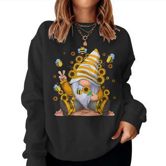 Sunflower Gnome With Bee Hippie Gnome For Flower Women Sweatshirt | Mazezy