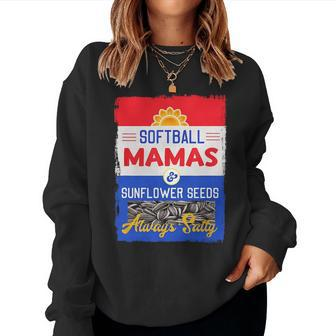 Sunflower Seeds And Softball Mamas Always Salty Women Crewneck Graphic Sweatshirt - Seseable