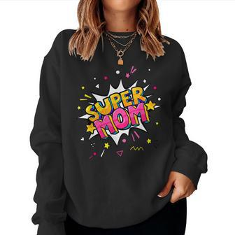 Super Mom Comic Book Superhero Mothers Day Women Crewneck Graphic Sweatshirt - Thegiftio UK