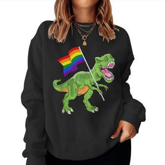 T Rex Rainbow Flag Gay Lesbian Lgbt Pride Women Men Women Sweatshirt | Mazezy