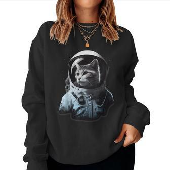 Tabby Space Cat Astronaut Kitty Graphic For Men Women Kids Women Sweatshirt | Mazezy