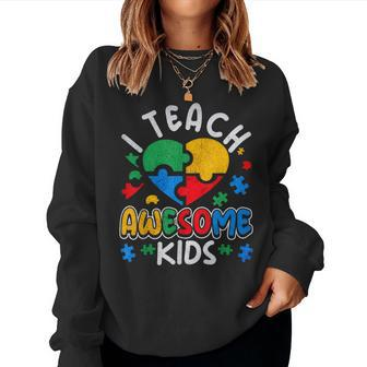 I Teach Awesome Kids Teacher Women Sweatshirt | Mazezy