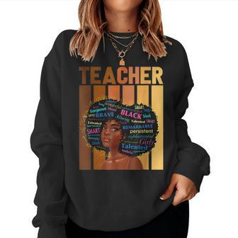Teacher Black History Month African American Melanin Woman V2 Women Crewneck Graphic Sweatshirt - Seseable