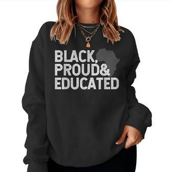 Teacher Black Proud Educated Black History Month 2023 Pride Women Crewneck Graphic Sweatshirt - Seseable