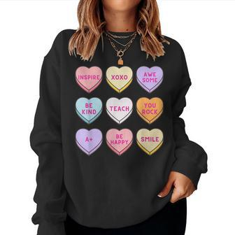 Teacher Hearts Valentines Day Cute For Teachers Women Crewneck Graphic Sweatshirt - Thegiftio UK
