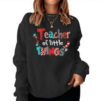 Teacher Of Little Things For Teacher Cat In Hat Women Sweatshirt | Mazezy