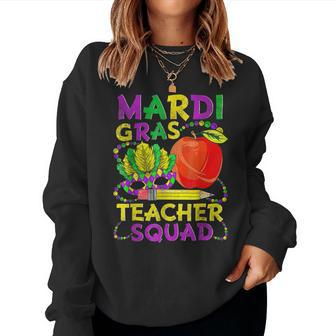 Teacher Mardi Gras 2023 Teacher Squad Family Matching Funny Women Crewneck Graphic Sweatshirt - Seseable