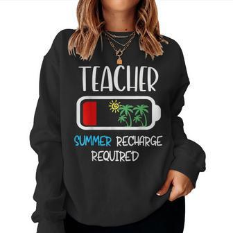 Teacher Summer Recharge Required Summer Vacation Teacher Women Crewneck Graphic Sweatshirt - Thegiftio UK