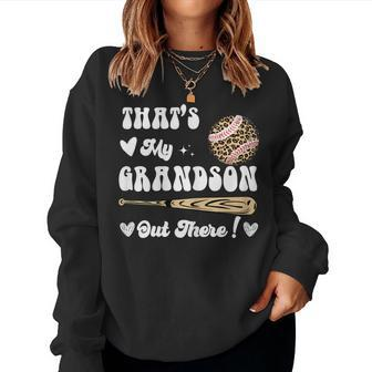 Womens Thats My Grandson Out There Baseball Grandma Women Sweatshirt | Mazezy