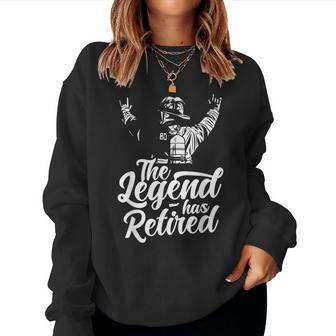 The Legend Has Retired Firefighter Fire Fighter Retirement Women Crewneck Graphic Sweatshirt - Seseable