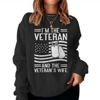 The Veteran & The Veterans Wife Proud American Veteran Wife Women Crewneck Graphic Sweatshirt - Seseable