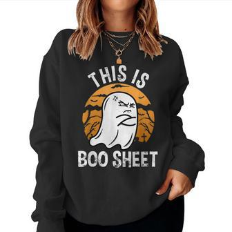 This Is Boo Sheet Funny Ghost Costume Women Men Halloween Women Crewneck Graphic Sweatshirt - Thegiftio UK