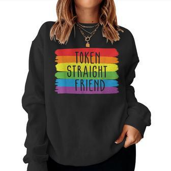 Token Straight Friend Rainbow Flag Colors Lgbtq Friend Group Women Crewneck Graphic Sweatshirt - Thegiftio UK