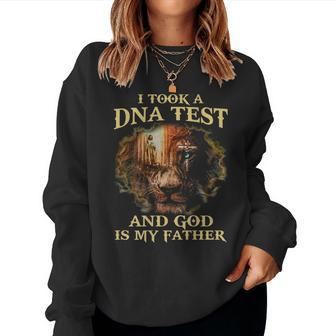 I Took A Dna Test And God Is My Father Lion Christian Jesus Women Sweatshirt | Mazezy
