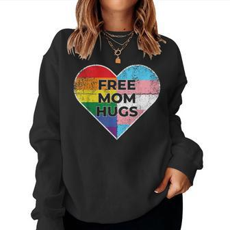 Trans Rights Free Mom Hugs Transgender Activism Lgbtqi Pride Women Crewneck Graphic Sweatshirt - Thegiftio UK