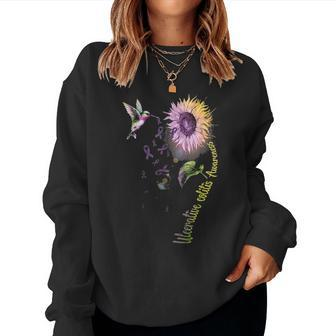 Ulcerative Colitis Sunflower Hummingbird Women Crewneck Graphic Sweatshirt - Seseable