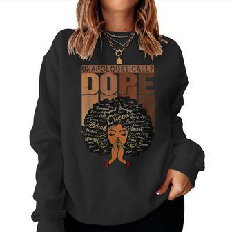 Unapologetically Dope Black Afro Women Black History Febuary V2 Women Crewneck Graphic Sweatshirt - Seseable