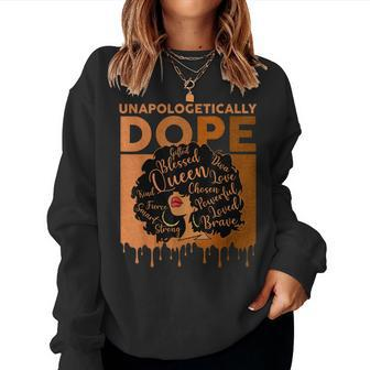 Unapologetically Dope Black Afro Women Black History Month V4 Women Crewneck Graphic Sweatshirt - Seseable
