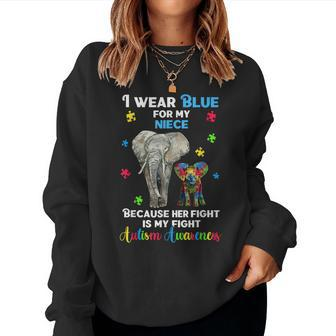 Uncle Aunt Autism Awareness Autistic Elephant Puzzle Women Sweatshirt | Mazezy