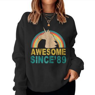 Unicorn 30Th Birthday Rainbow 1989 30 Years Old T Shirt Women Sweatshirt | Mazezy
