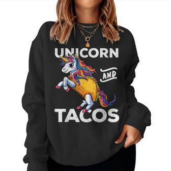 Unicorn & Tacos Cinco De Mayo Rainbow Party Girls Women Sweatshirt | Mazezy
