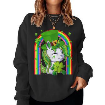 Unicorn St Patricks Day 2023 Girls Women Leprechaun Shamrock Women Sweatshirt | Mazezy