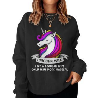 Unicorn Wife Gift Magical Women Women Crewneck Graphic Sweatshirt - Seseable