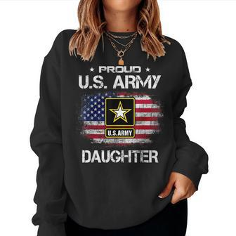 Us Army Proud Daughter - Proud Daughter Of A Us Army Veteran Women Crewneck Graphic Sweatshirt - Seseable