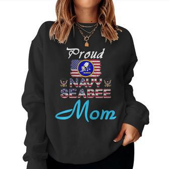 Us Navy Seabee Veteran Proud Navy Seabee Mom Women Sweatshirt | Mazezy