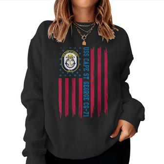 Uss Cape St George Cg-71 Class Guided Missile Cruiser Ship Women Crewneck Graphic Sweatshirt - Seseable
