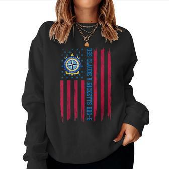 Uss Claude V Ricketts Ddg-5 Guided Missile Destroyer Ship Women Crewneck Graphic Sweatshirt - Seseable