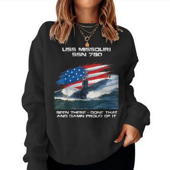 Uss Missouri Ssn-780 American Flag Submarine Veteran Xmas Women Crewneck Graphic Sweatshirt - Seseable