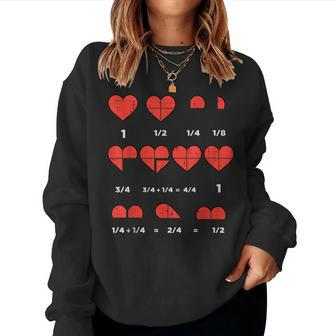 Valentines Day Fractions Heart Funny Math Teacher Men Women Women Crewneck Graphic Sweatshirt - Thegiftio UK