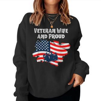 Veteran Wife Pride In Veteran Patriotic Wife Women Crewneck Graphic Sweatshirt - Seseable